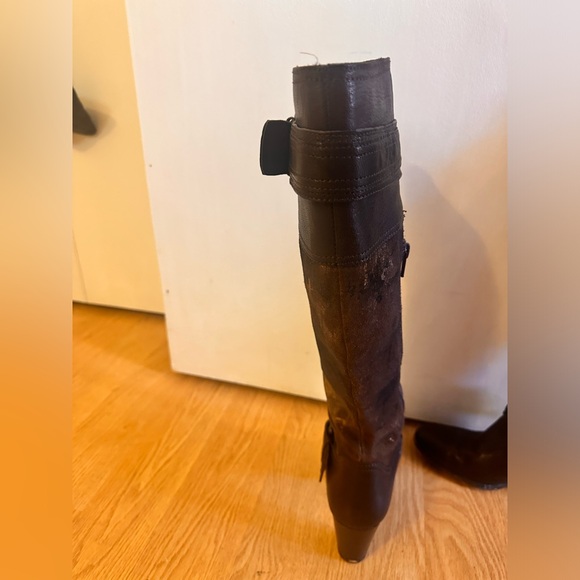 Born Crown Womens Kimber Boots Brown Suede Stacked Heels Buckle Side Zipper 8 M - Picture 6 of 14